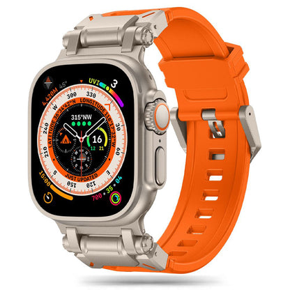 Kaiš Techsuit W064 za Apple Watch 49mm / 46mm / 45mm / 44mm / 42mm serije, Srebrno-narandžasti