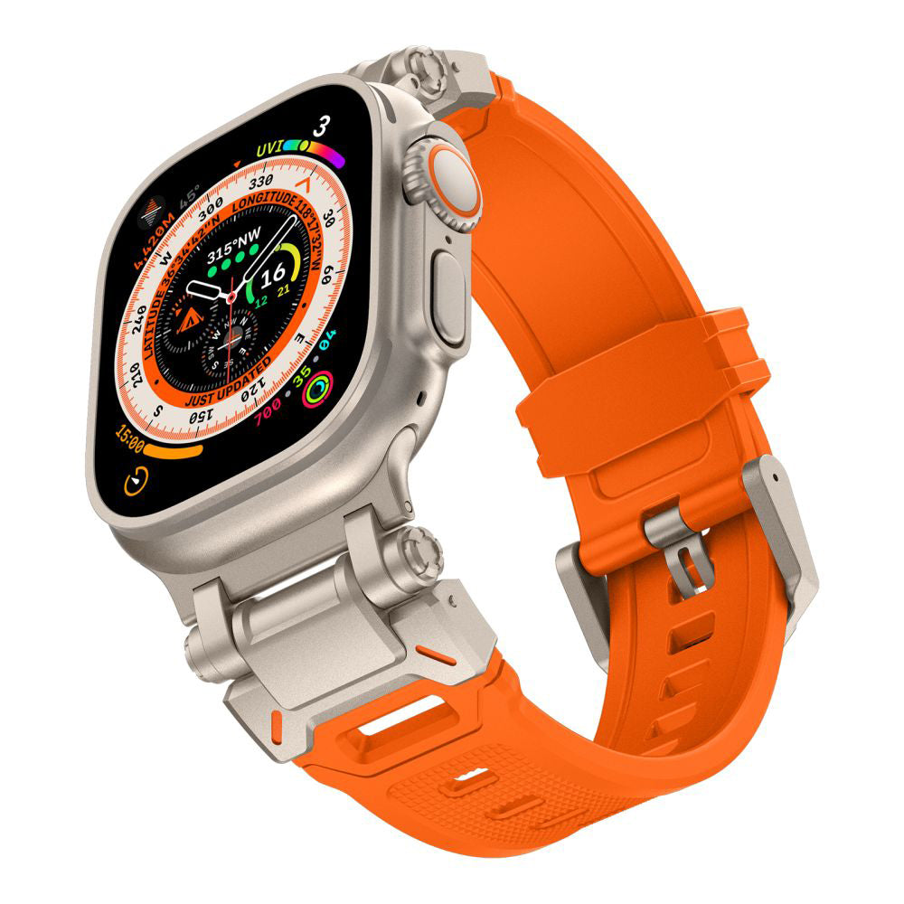 Kaiš Techsuit W064 za Apple Watch 49mm / 46mm / 45mm / 44mm / 42mm serije, Srebrno-narandžasti