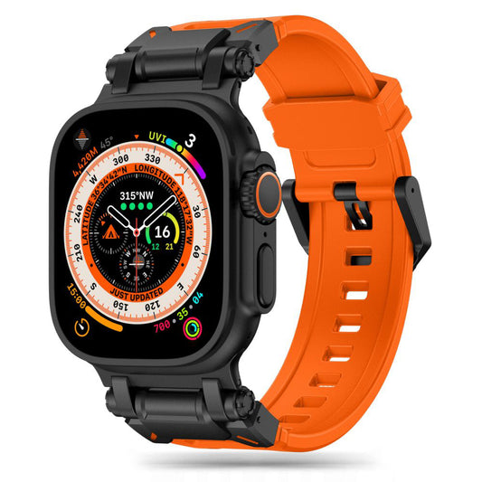 Kaiš Techsuit W064 za Apple Watch 49mm / 46mm / 45mm / 44mm / 42mm serije, Crno-Narandžasti