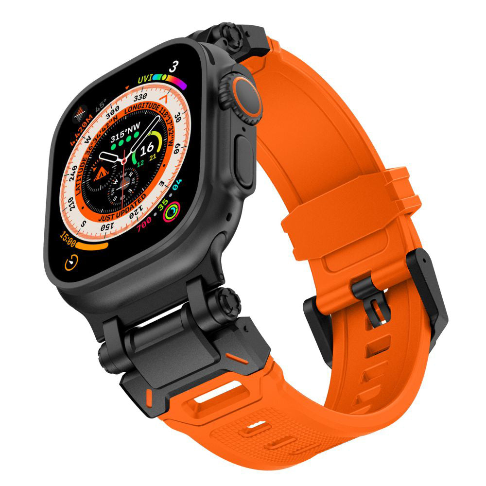 Kaiš Techsuit W064 za Apple Watch 49mm / 46mm / 45mm / 44mm / 42mm serije, Crno-Narandžasti