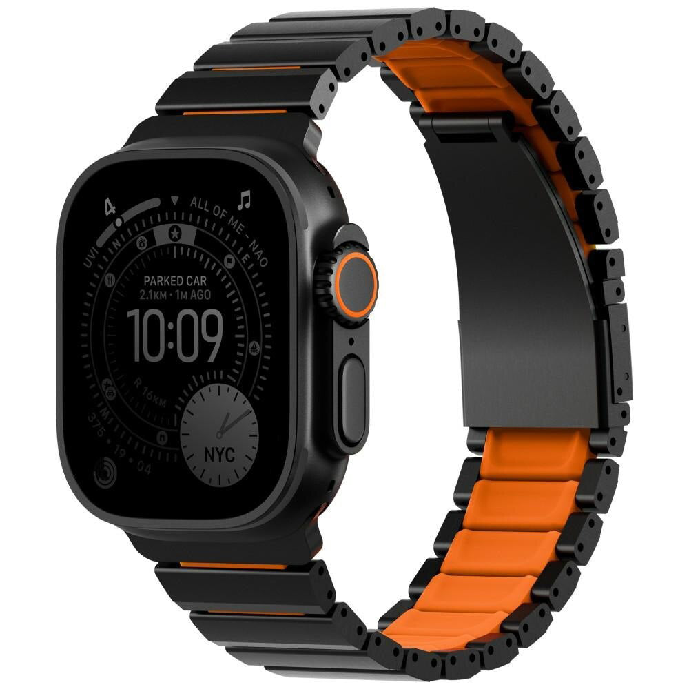 Kaiš UNIQ Strova Flex za Apple Watch 49mm / 46mm / 45mm / 44mm / 42mm Series, Crno Narandžasta