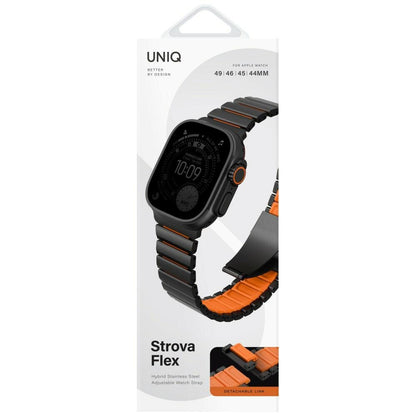 Kaiš UNIQ Strova Flex za Apple Watch 49mm / 46mm / 45mm / 44mm / 42mm Series, Crno Narandžasta