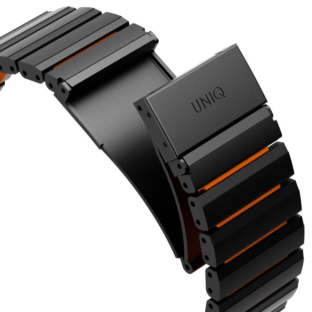 Kaiš UNIQ Strova Flex za Apple Watch 49mm / 46mm / 45mm / 44mm / 42mm Series, Crno Narandžasta