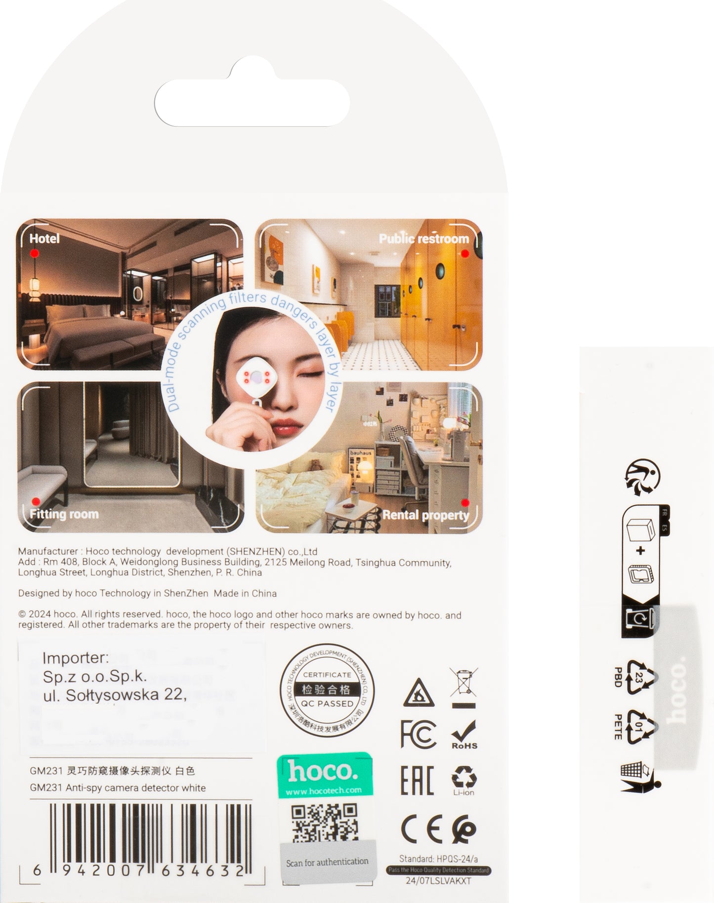 Hidden Camera Detector HOCO GM231 Anti Spy, White