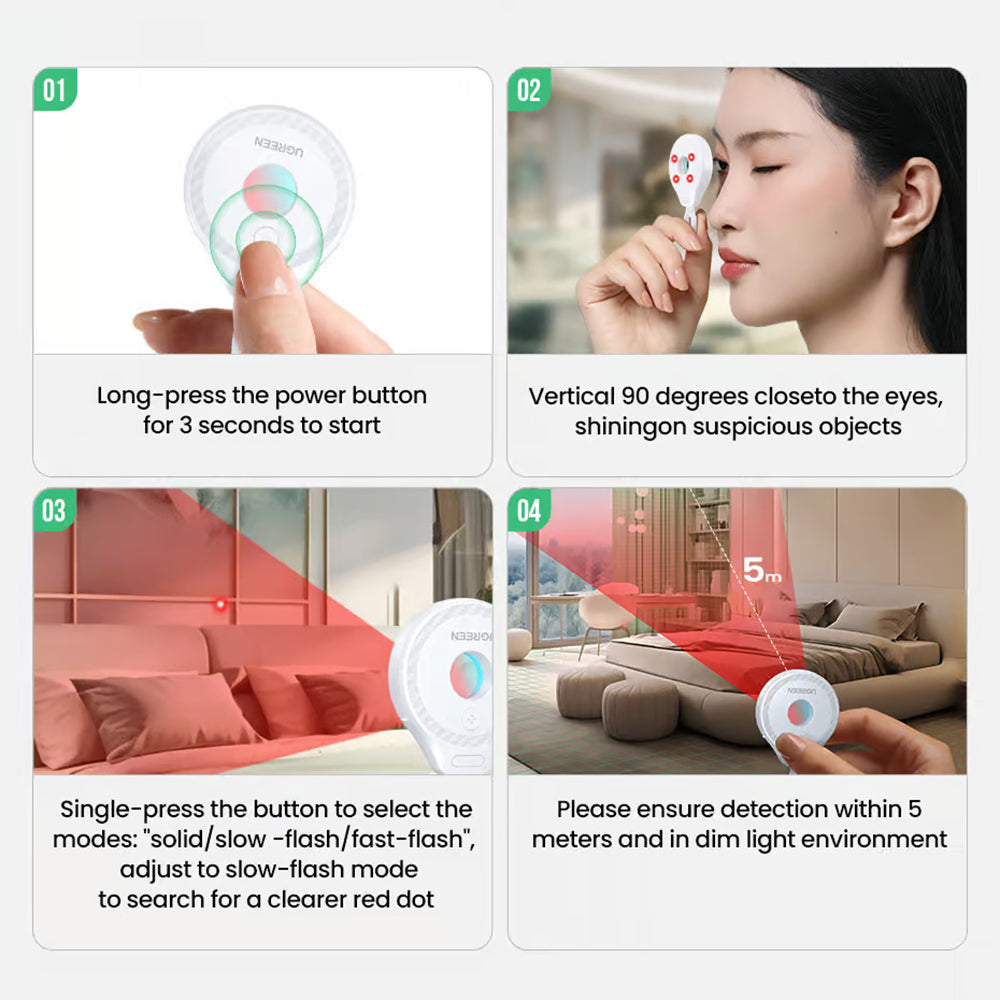 Detektor Skrivenih Kamera UGREEN LP793 (35579), Crni