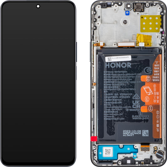 Zaslon s dodirnim ekranom Honor 90 Lite / X8a, s okvirom i baterijom, crni (Midnight Black), servisni paket 0235AEUH