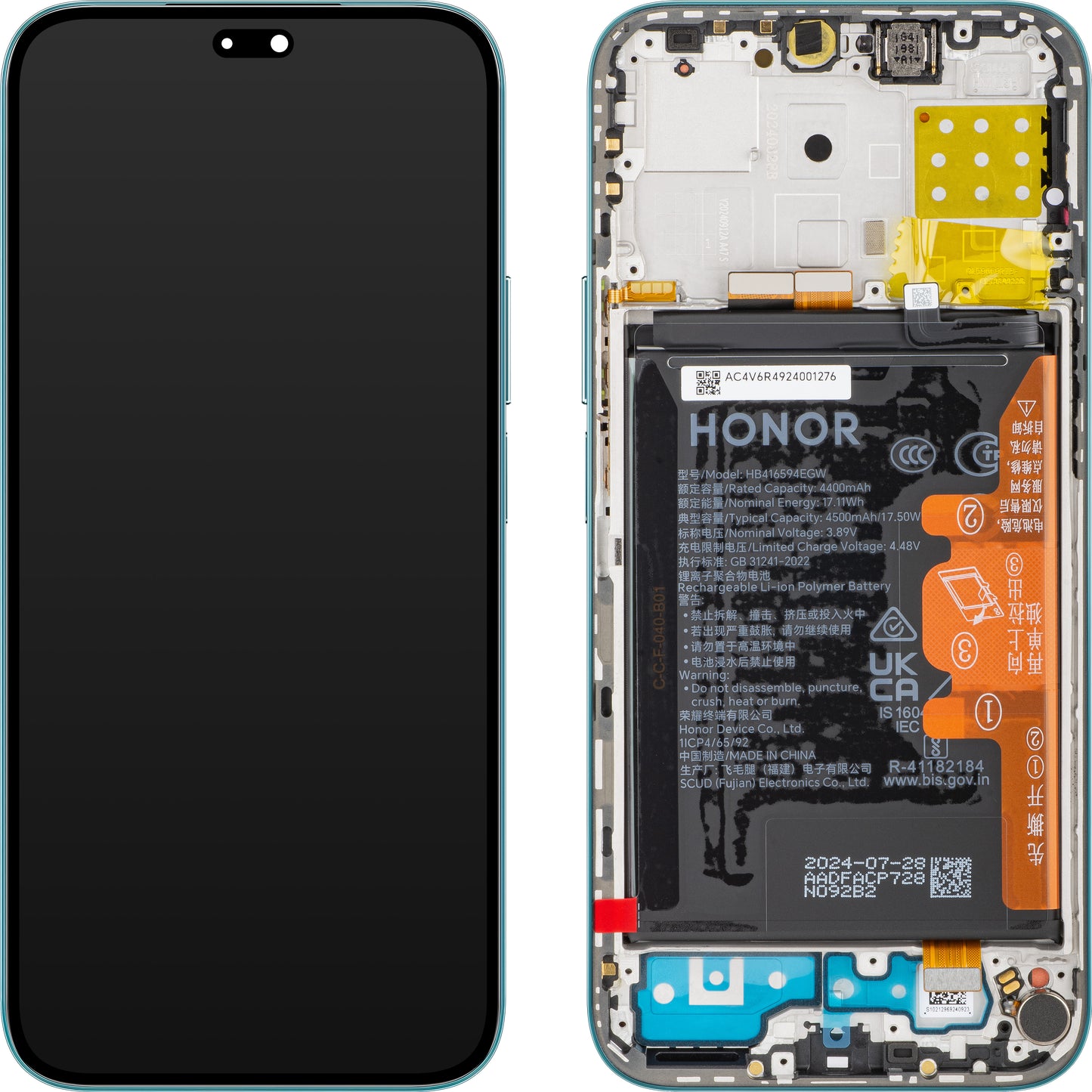 Zaslon s dodirnim ekranom Honor 200 Lite, s okvirom, Plava (Cyan Lake), Servisni paket 0235ALPU