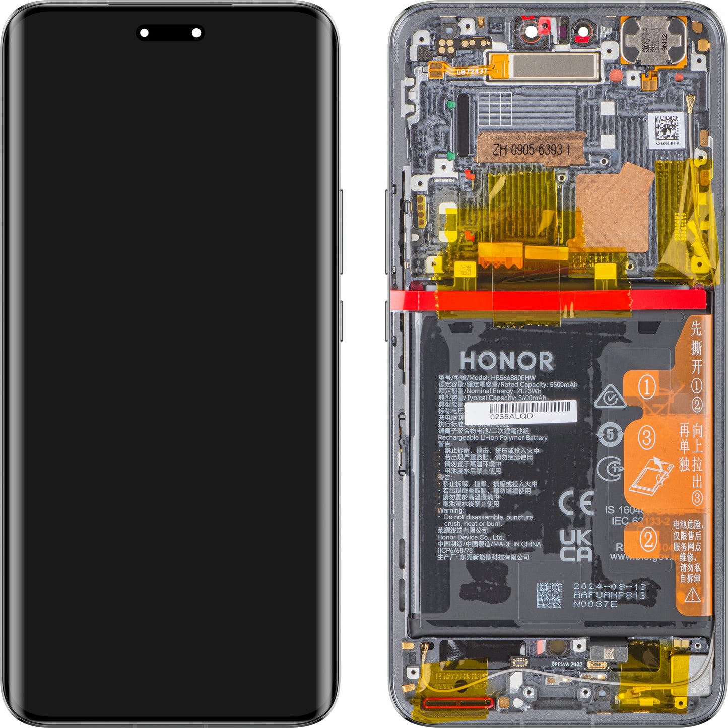 Display sa Touchscreen-om Honor Magic6 Pro, sa Ramom i Baterijom, Crni, Service Pack 0235ALQD