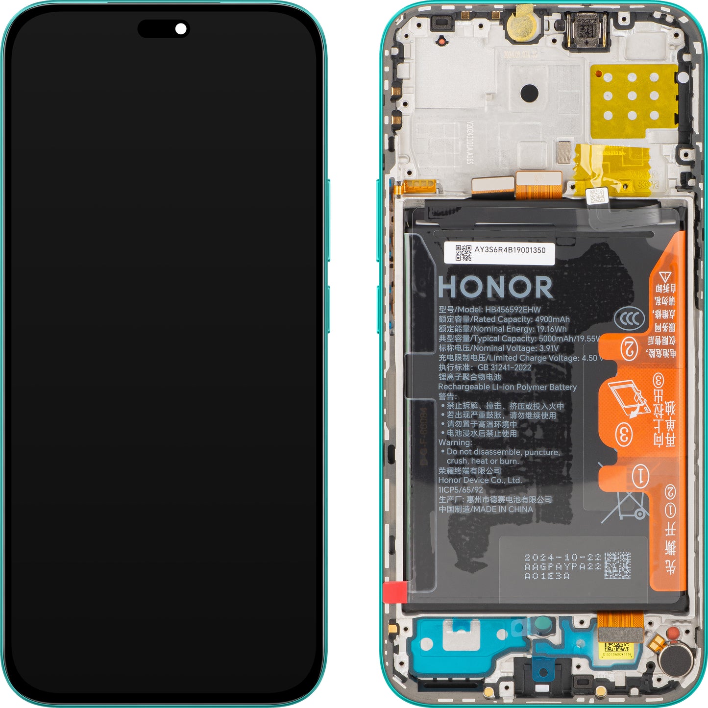 Display sa Touchscreen-om Honor X8c, sa Ramom i Baterijom, Zelen (Marrs Green), Service Pack 0235AMXQ