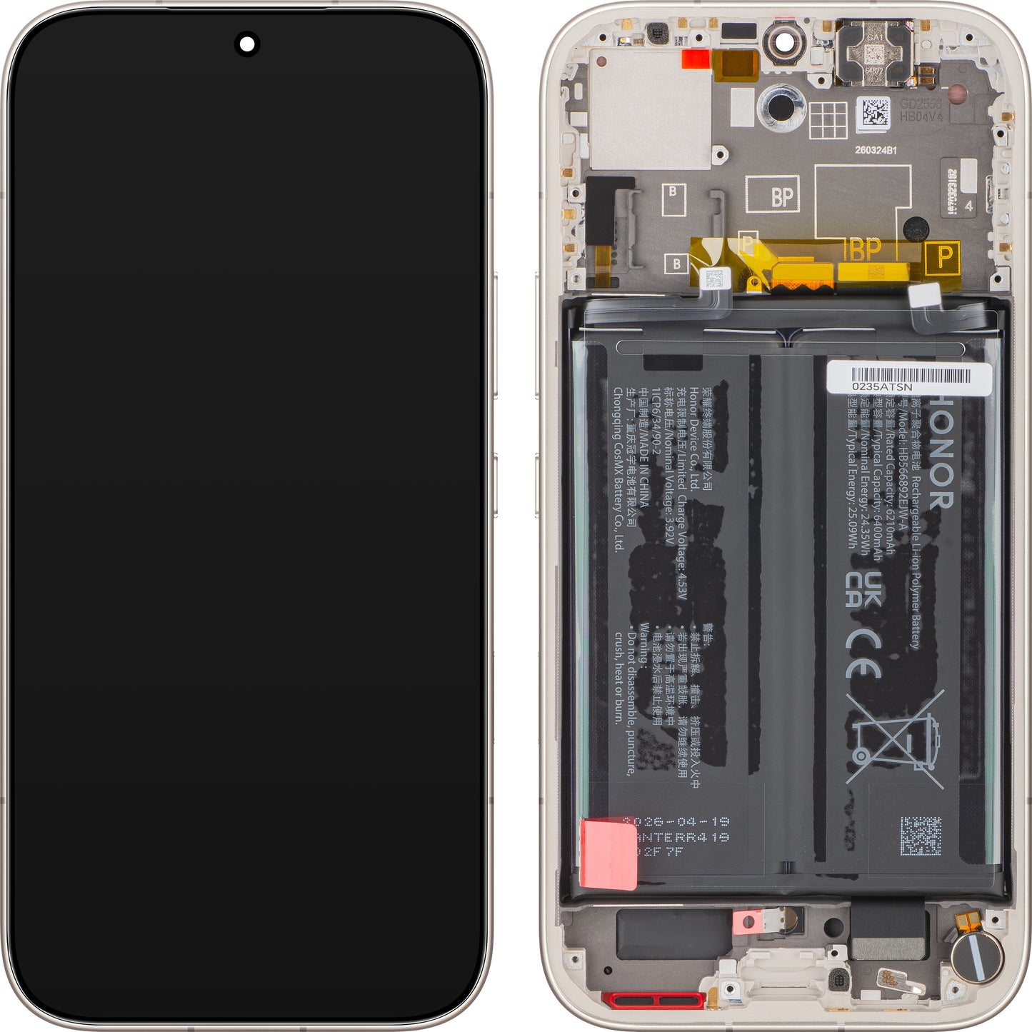 Ekran sa Touchscreen-om Honor 600, sa Ramom i Baterijom, Zlatna (Golden White), Service Pack 0235ATSN
