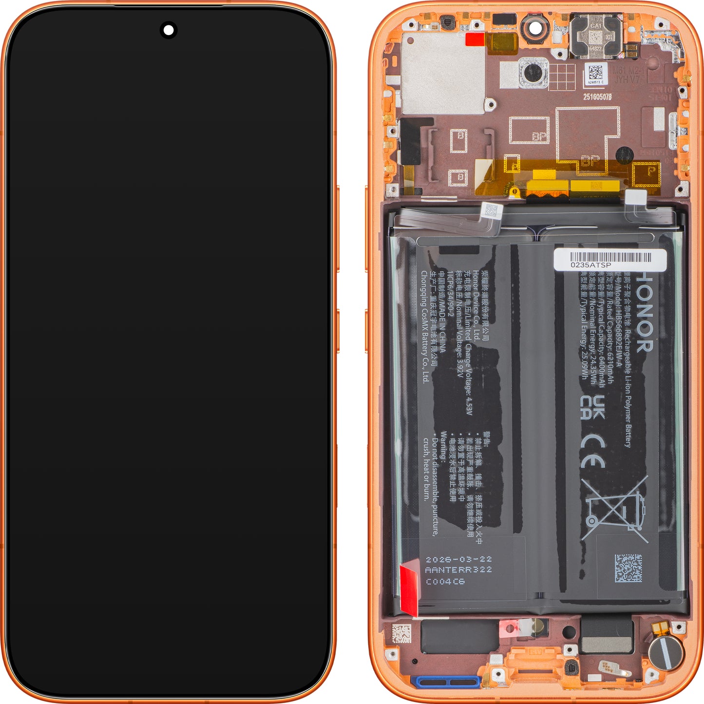 Display sa ekranom osetljivim na dodir Honor 600, sa ramom i baterijom, narandžasta, Service Pack 0235ATSP
