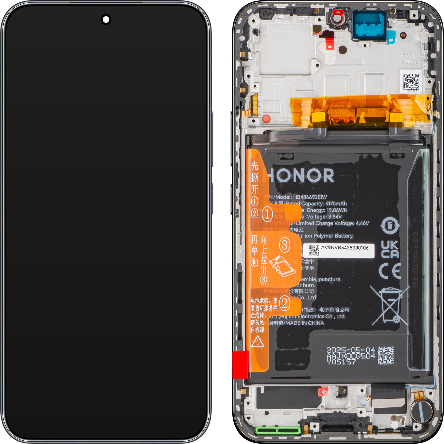 Display sa ekranom osetljivim na dodir Honor 400, sa ramom i baterijom, crna (Midnight Black), Service Pack 0235APNM