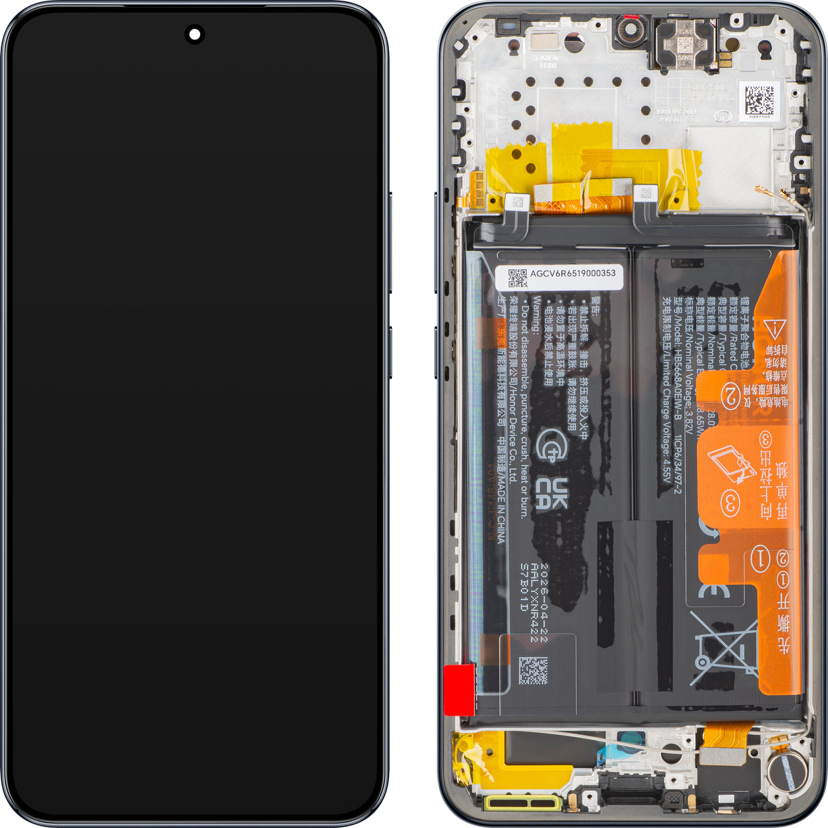 Display sa ekranom osetljivim na dodir Honor Magic8 Lite, sa ramom i baterijom, Crna (Midnight Black), Service Pack 0235ARUT