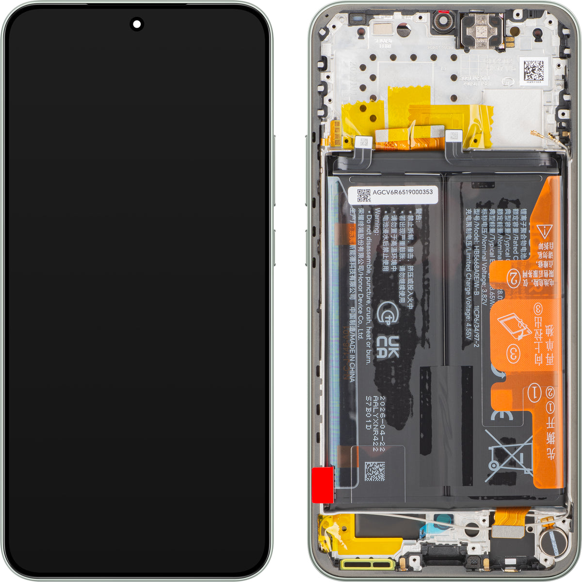 Display sa ekranom osetljivim na dodir Honor Magic8 Lite, sa ramom i baterijom, zeleno (Forest Green), Service Pack 0235ARUU