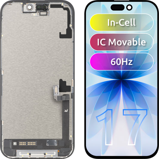 Display sa ekranom osetljivim na dodir JK za Apple iPhone 17, sa ramom, verzija LCD In-Cell IC Movable, crna