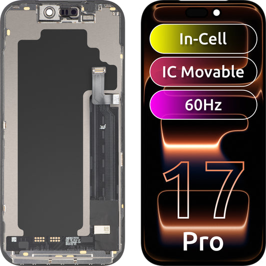 Display sa ekranom osetljivim na dodir JK za Apple iPhone 17 Pro, sa ramom, verzija LCD In-Cell IC Movable, crna