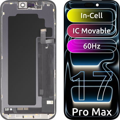 Display sa ekranom osetljivim na dodir JK za Apple iPhone 17 Pro Max, sa ramom, LCD In-Cell IC Movable verzija, crna