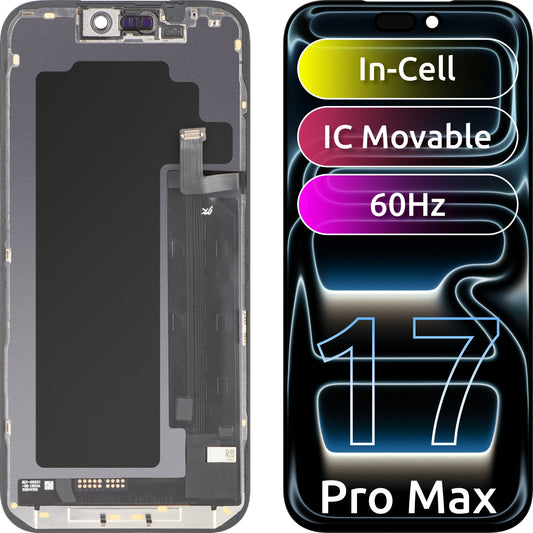 Display sa ekranom osetljivim na dodir JK za Apple iPhone 17 Pro Max, sa ramom, LCD In-Cell IC Movable verzija, crna