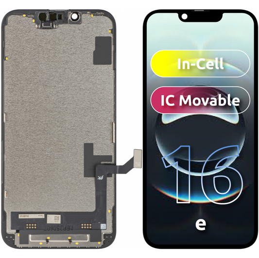 Display sa Touchscreenom JK za Apple iPhone 16e, sa Ramom, LCD In-Cell IC Movable verzija, Crni