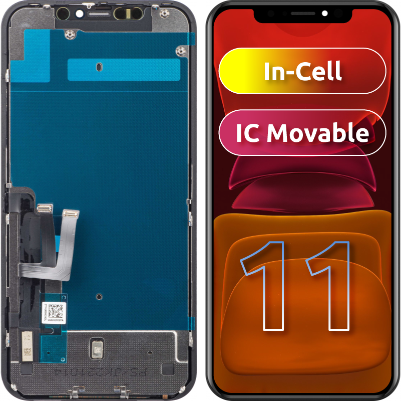 Display sa Touchscreenom JK za Apple iPhone 11, sa Ramom, LCD In-Cell Verzija, Crni