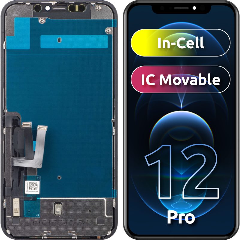 Display sa Touchscreenom JK za Apple iPhone 12 / 12 Pro, sa Ramom, LCD In-Cell Verzija, Crni