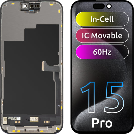 Display sa Touchscreenom JK za Apple iPhone 15 Pro, sa Ramom, LCD In-Cell IC Movable verzija, Crni