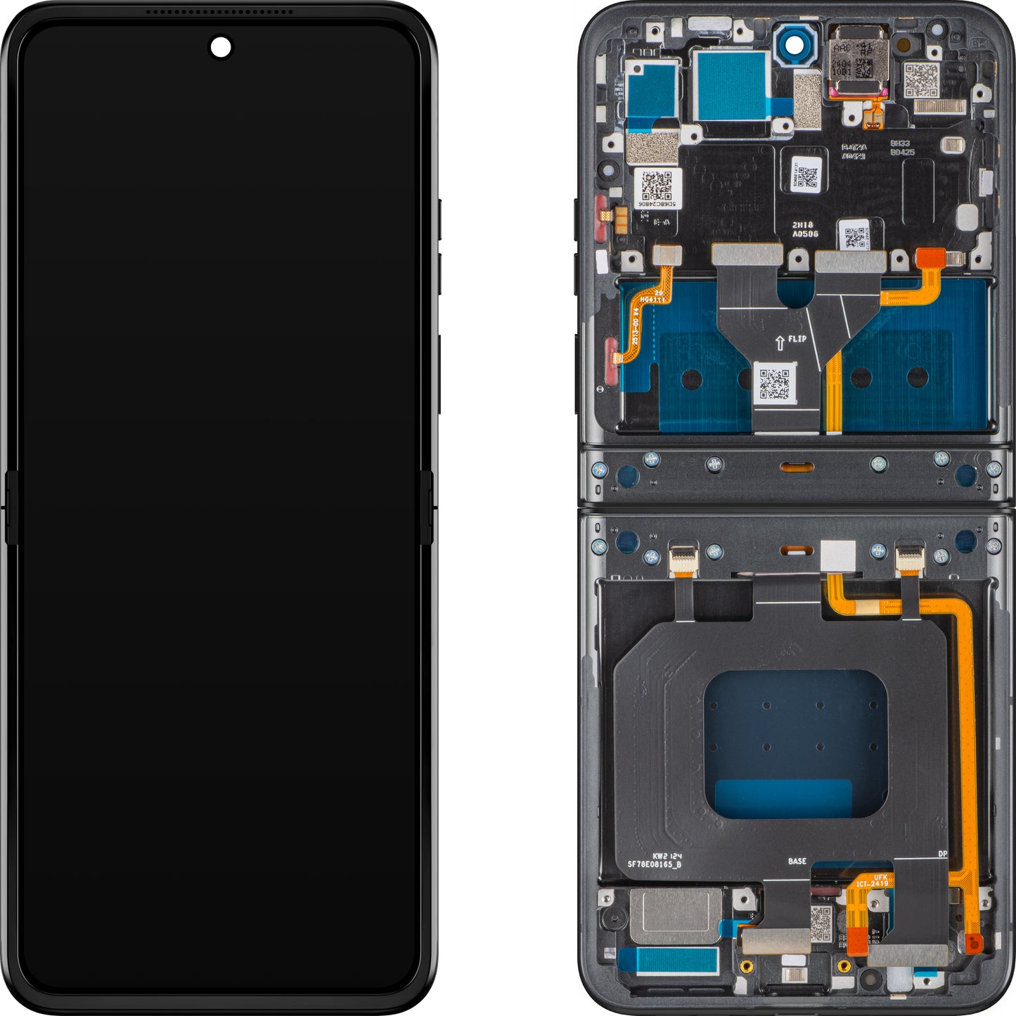 Display sa Touchscreen-om Motorola Razr 2024 / Razr 50, sa Ramom, Sub Inner, Sivi (Steel Wool), Service Pack 5D68C24806