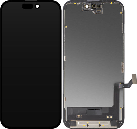 Display sa Touchscreen MP kompatibilan sa Apple iPhone 15, sa Ramom, Verzija Soft OLED FHD Dijagnostika, Crni