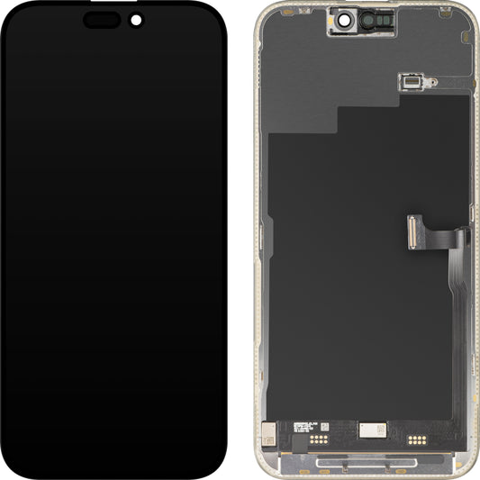 Ekran sa Touchscreen MP kompatibilan sa Apple iPhone 15 Pro Max, sa Ramom, Verzija Premium Soft OLED FHD 120Hz, Crna, Refabrikovan
