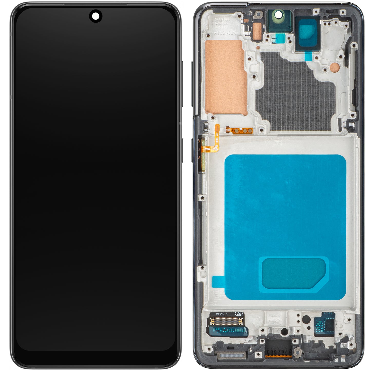 Ekran sa Touchscreen MP kompatibilan sa Samsung Galaxy S21 5G G991, sa Ramom, Crni