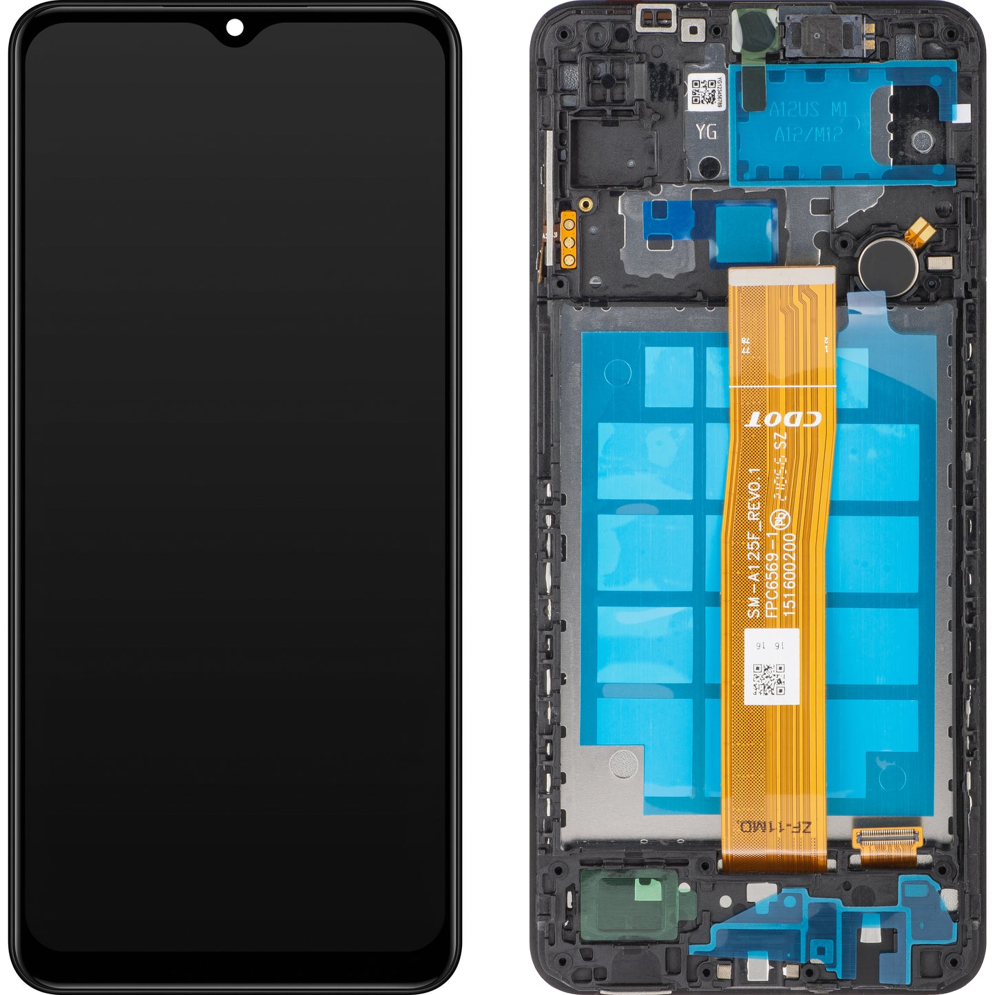 Ekran sa Touchscreen MP kompatibilan sa Samsung Galaxy A12 A125 / A12 Nacho A127, sa Ramom, Crni, Refabrikovan