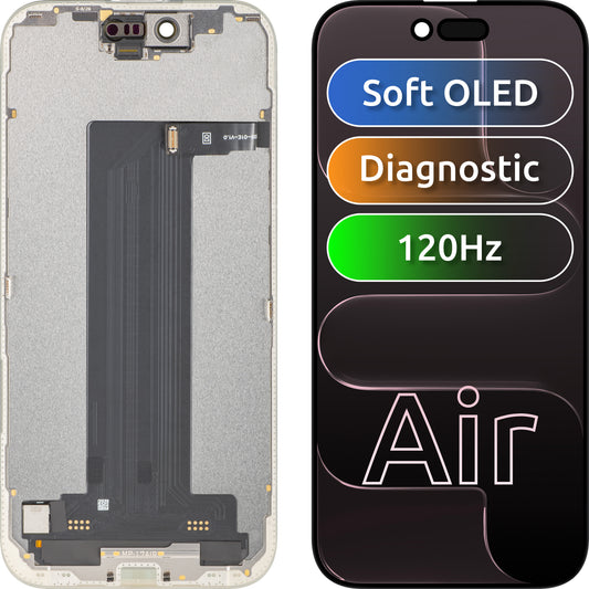 Ekran sa Touchscreen MP kompatibilan sa Apple iPhone 17 Air, sa Ramom, Verzija Soft OLED FHD 120Hz Dijagnostika, Crna