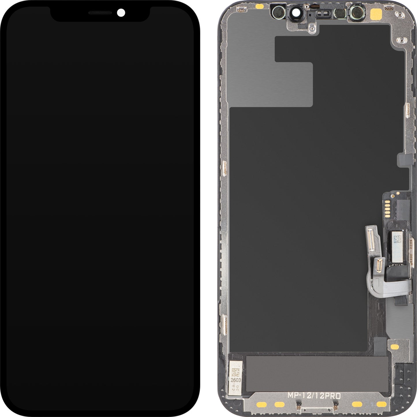 Ekran sa Touchscreen MP kompatibilan sa Apple iPhone 12 / 12 Pro, sa Ramom, Verzija Soft OLED FHD Dijagnostika, Crna