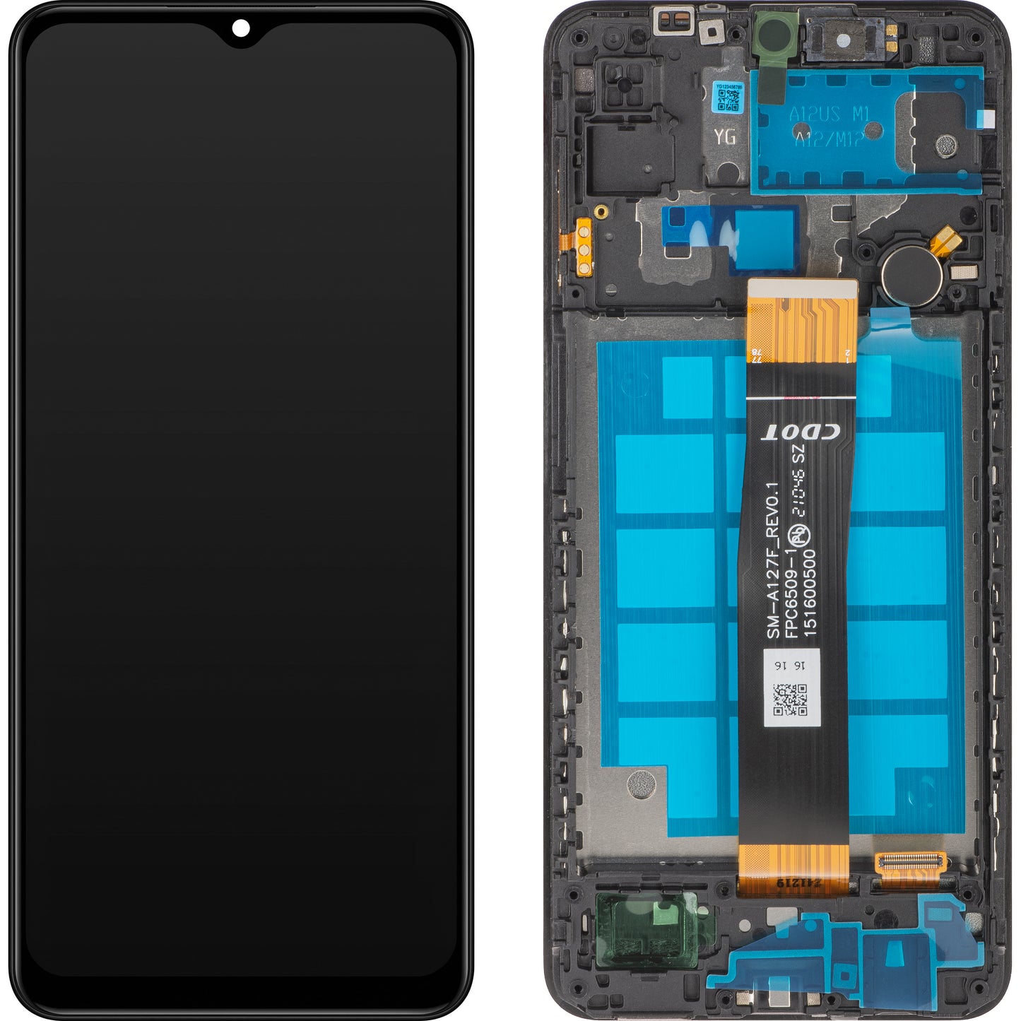 Display sa Touchscreenom MP kompatibilan sa Samsung Galaxy A12 Nacho A127, sa Ramom, Crni