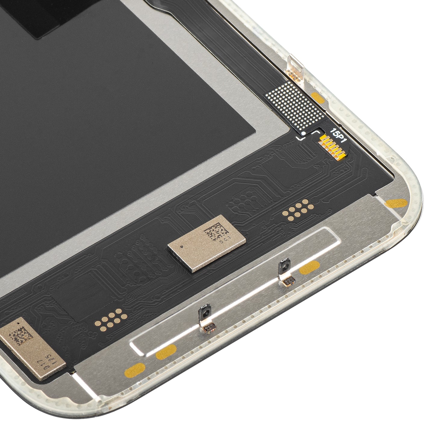 Display sa Touchscreen MP kompatibilan sa Apple iPhone 15 Pro, sa Ramom, Soft OLED IC Movable 120Hz FHD verzija, Crni