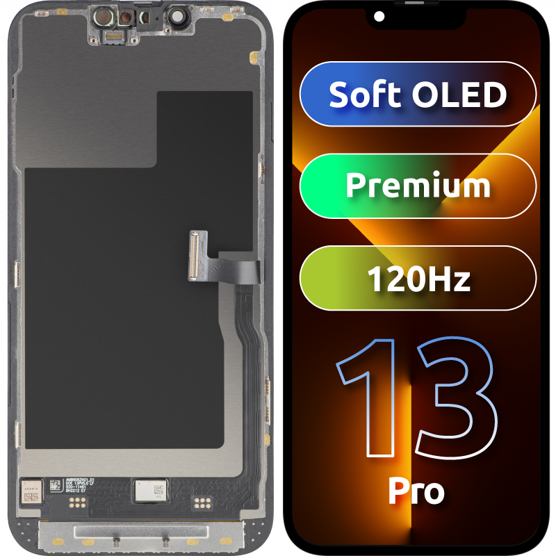 Display sa Touchscreen MP kompatibilan sa Apple iPhone 13 Pro, sa Ramom, Premium Soft OLED FHD 120Hz verzija, Crni