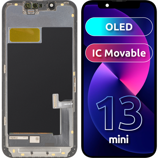 Display sa Touchscreen MP kompatibilan sa Apple iPhone 13 mini, sa Ramom, OLED FHD IC Movable verzija, Crni