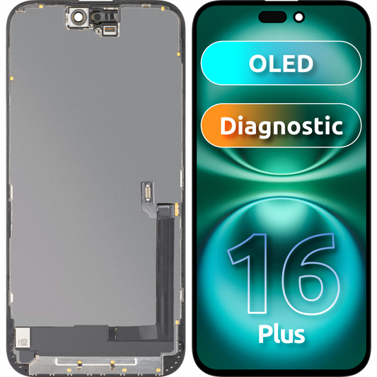 Display sa Touchscreen MP kompatibilan sa Apple iPhone 16 Plus, sa Ramom, OLED FHD Diagnostic verzija, Crni