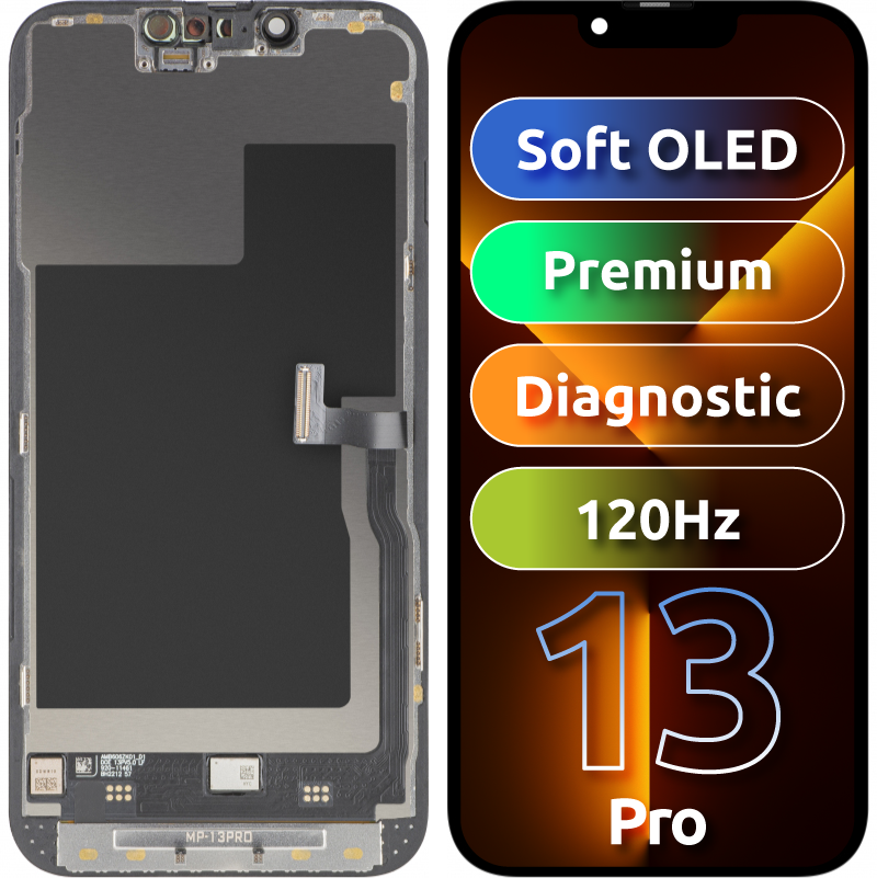Ekran sa Touchscreen MP kompatibilan sa Apple iPhone 13 Pro, sa Ramom, Premium Soft OLED FHD 120Hz Dijagnostika, Crna