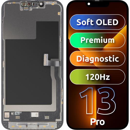 Ekran sa Touchscreen MP kompatibilan sa Apple iPhone 13 Pro, sa Ramom, Premium Soft OLED FHD 120Hz Dijagnostika, Crna