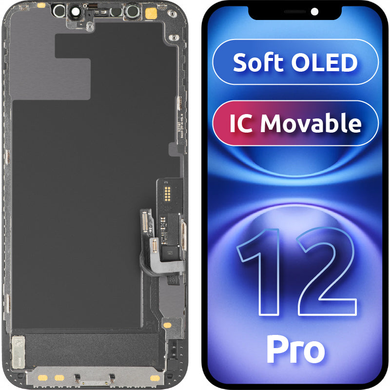 Display sa Touchscreen MP kompatibilan sa Apple iPhone 12 / 12 Pro, sa Ramom, Soft OLED IC Movable FHD verzija, Crni
