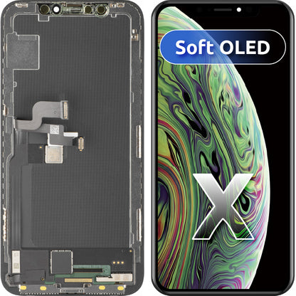Display sa Touchscreen MP kompatibilan sa Apple iPhone X, sa Ramom, Soft OLED FHD verzija, Crna
