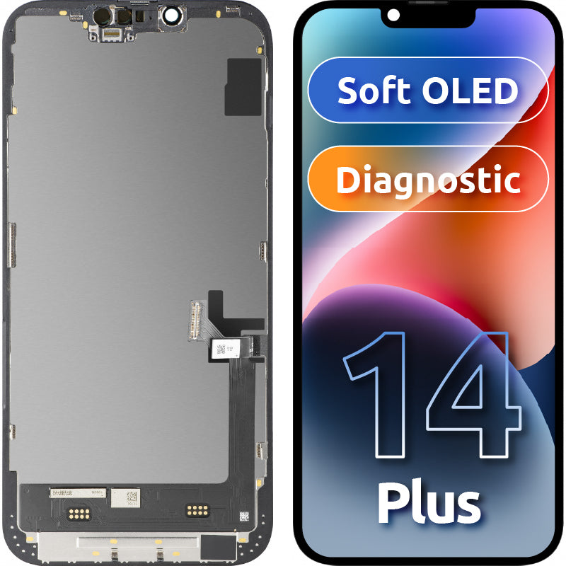 Display sa Touchscreen MP kompatibilan sa Apple iPhone 14 Plus, sa Ramom, Soft OLED FHD Diagnostic verzija, Crni