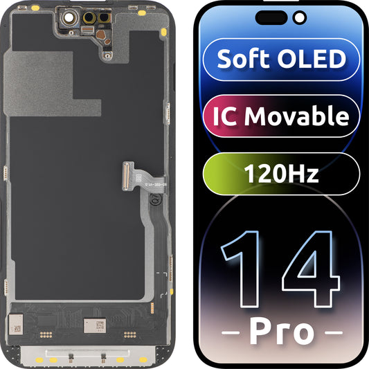 Display sa Touchscreen MP kompatibilan sa Apple iPhone 14 Pro, sa Ramom, Soft OLED IC Movable 120Hz FHD verzija, Crna