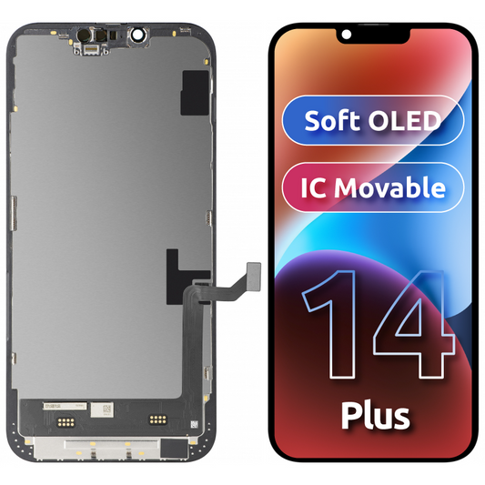Display sa Touchscreen MP kompatibilan sa Apple iPhone 14 Plus, sa Ramom, Soft OLED FHD IC Movable verzija, Crni