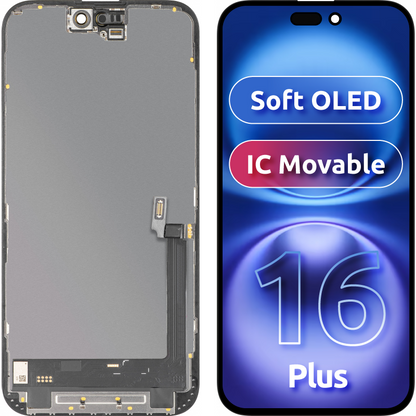 Display sa Touchscreen MP kompatibilan sa Apple iPhone 16 Plus, sa Ramom, Soft OLED IC Movable FHD verzija, Crni