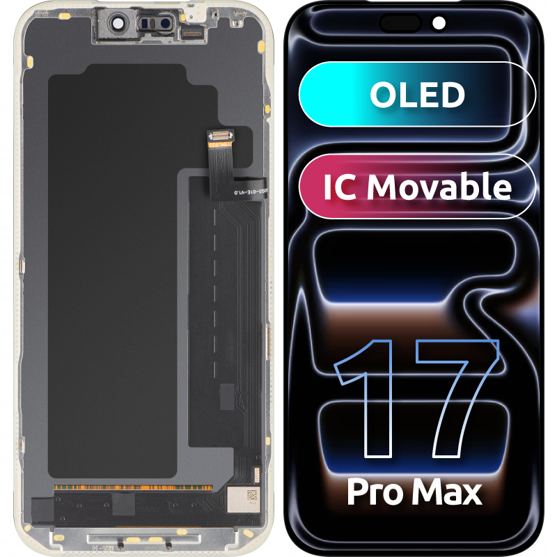 Ekran sa Touchscreen MP kompatibilan sa Apple iPhone 17 Pro Max, sa Ramom, Verzija OLED FHD IC Movable, Crna
