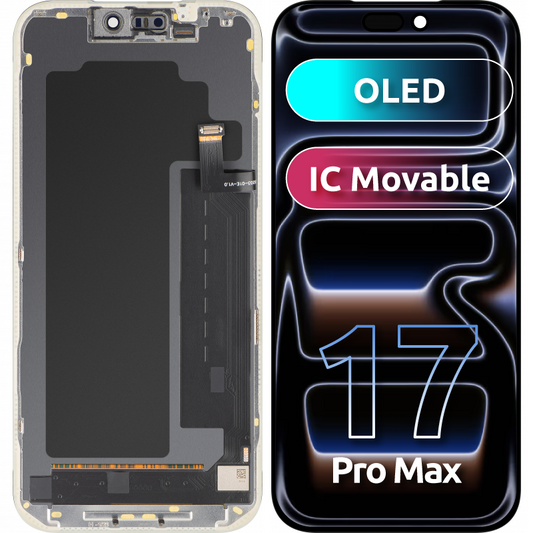 Ekran sa Touchscreen MP kompatibilan sa Apple iPhone 17 Pro Max, sa Ramom, Verzija OLED FHD IC Movable, Crna