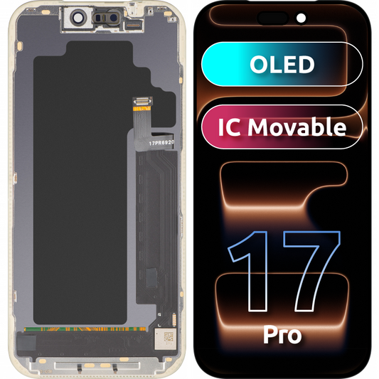 Ekran sa Touchscreen MP kompatibilan sa Apple iPhone 17 Pro, sa Ramom, Verzija OLED FHD IC Movable, Crna