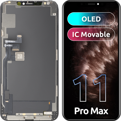 Ekran sa Touchscreen MP kompatibilan sa Apple iPhone 11 Pro Max, sa Ramom, Verzija OLED FHD IC Movable, Crna